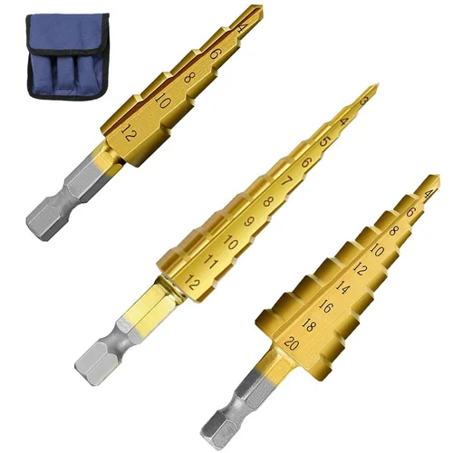 Miniatura 9 de Broca de paso de 3 piezas, broca de paso Hss Set de brocas de paso de acero de alta velocidad