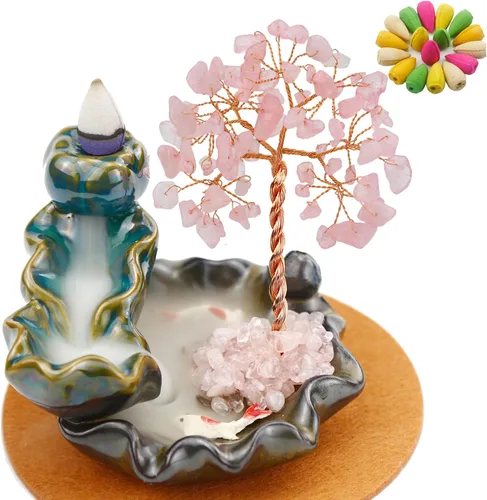 Miniatura 11 de Dreamgirnh Quemador de incienso de reflujo Chakras, fuente de incienso de árbol de cristal, soporte de incienso de cono, estante de sala de estar