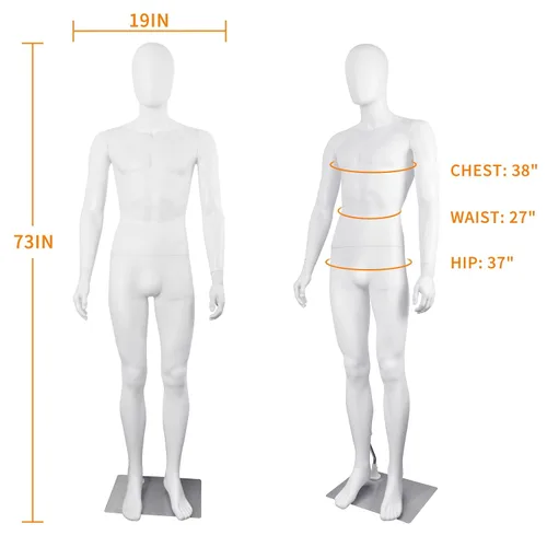 Miniatura 2 de Maniquí masculino de cuerpo completo, forma para vestir, maniquí sin cara, 73 pulgadas ajustables, modelo de vestido de cuerpo completo, maniquíes