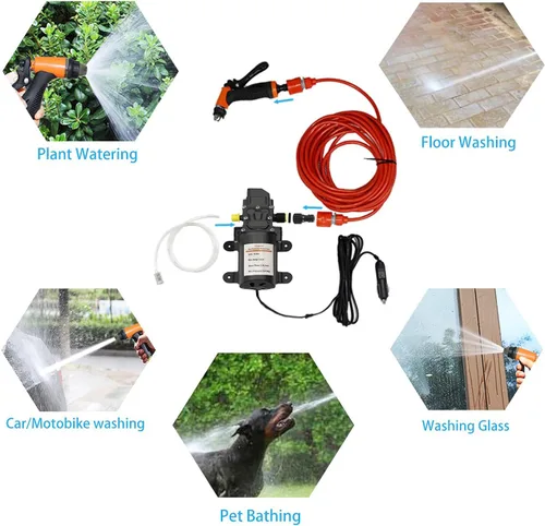 Miniatura 7 de Bomba eléctrica de lavado a presión, 12 V, 100 W, portátil, de alta presión, kit de bomba de agua inteligente para automóvil, caravana, hogar