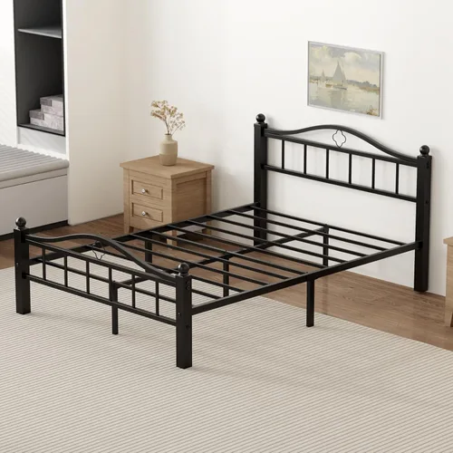 Miniatura 3 de Marco de cama de metal tamaño matrimonial con cabecero, plataforma sin chirridos de 1500 libras, almacenamiento debajo de la cama de 12 pulgadas
