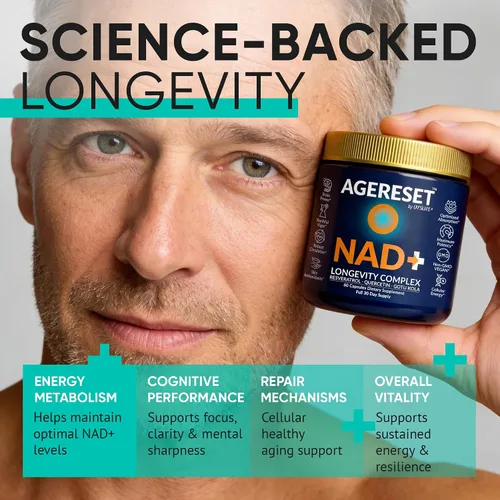 Miniatura 5 de AGERESET NAD Suplemento NMN Alternativo Liposomal + Gotu Kola para Mujeres y Hombres con Resveratrol, Quercetina, Gotu Kola