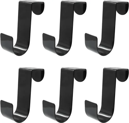 Paquete de 6 Ganchos sobre la Puerta de Gabinete, Ganchos Individuales de Metal sobre la Puerta para Colgar Medias, Ropa y Toallas (Negro)