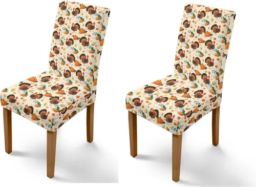 Miniatura 86 de Rnyleeg Thanksgiving Chair Covers for Living Room No Arms Turkey Pumpkin Stretch Dining Chair Covers Set of 6 Soft Washable Kitchen Chair Protector