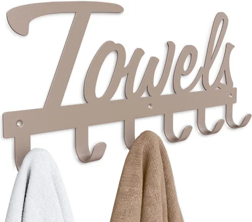 Miniatura 7 de Livelab Toallero, toallero para baño montado en la pared, 6 ganchos de metal negro para ahorrar espacio en el baño, impermeable, a prueba de óxido