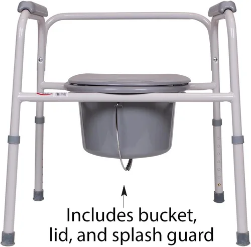 Miniatura 5 de Carex Cómoda plegable 3 en 1 y asiento de inodoro elevado, inodoro portátil soporta hasta 300 libras, cómoda para personas mayores, silla de baño
