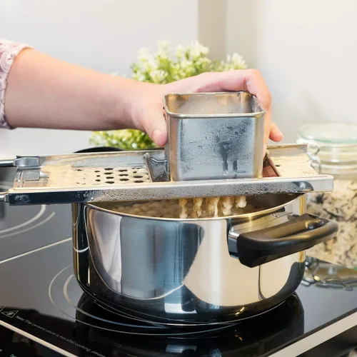Miniatura 5 de Navaris Máquina de pasta Spaetzle de acero inoxidable - Prensa alemana de fideos y albóndigas para albóndigas caseras