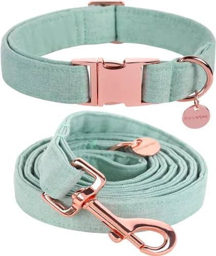 Miniatura 9 de DOGWONG Collar y correa de algodón para perro, collar para mascotas, suave, duradero, básico, para perros pequeños, medianos y grandes Negro