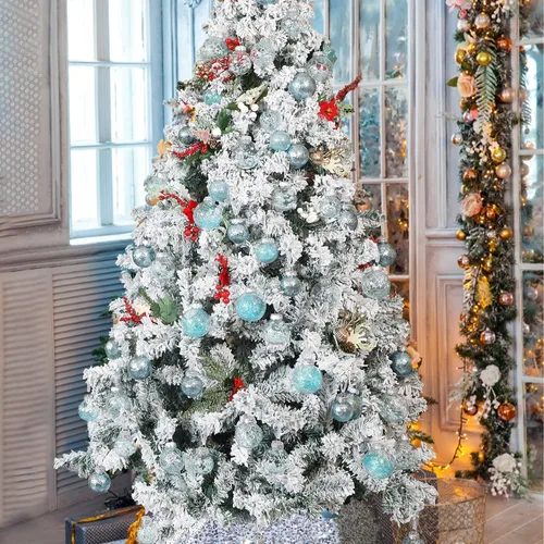 Miniatura 7 de Lulu Home 30 adornos de bola de Navidad transparentes de 2.36 pulgadas, bolas transparentes preencordadas con decoraciones únicas