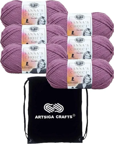 Miniatura 10 de Lion Brand Vanna's Choice Pink 860-101 (3 madejas - mismo lote de tinte) Estambre acrílico mediano Worsted #4 para ganchillo y tejer con bolsa
