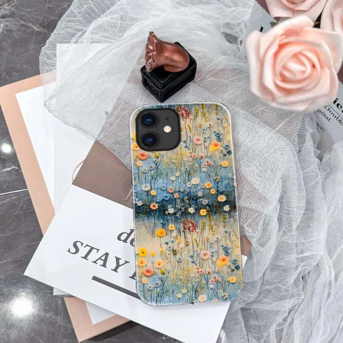Miniatura 5 de Funda TnXee Compatible con iPhone 11, Funda Híbrida Brillante de 2 Capas para Prevenir Caídas para Niñas y Niños, Aspecto Bonito con Flores Salvajes