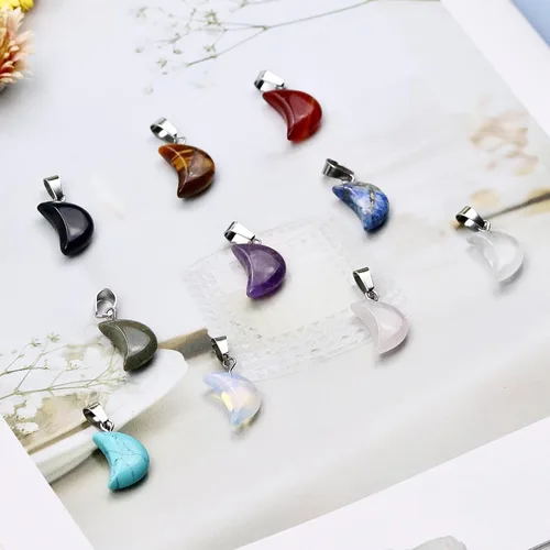 Miniatura 19 de Zenkeeper Colgante hexagonal de cristal natural – Piedra de cuarzo puntiaguda/piedra curativa en forma de corazón para hacer joyas y collares