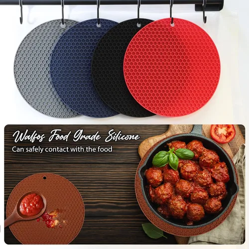 Miniatura 6 de Joyhalo Salvamanteles para platos calientes, almohadillas calientes para cocina, soportes de silicona para ollas y sartenes calientes, alfombrillas