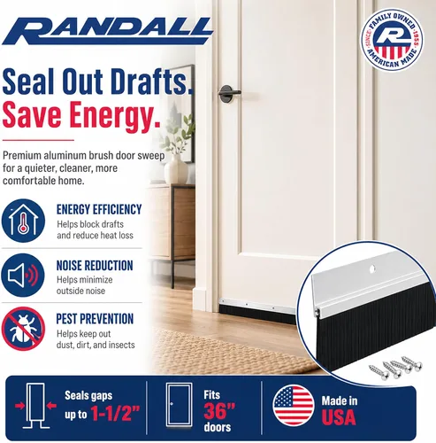 Miniatura 6 de Barrido de puerta de aluminio y cepillo 36 pulgadas de longitud Solución resistente a la intemperie para huecos de hasta 1 1/2 pulgadas Sello