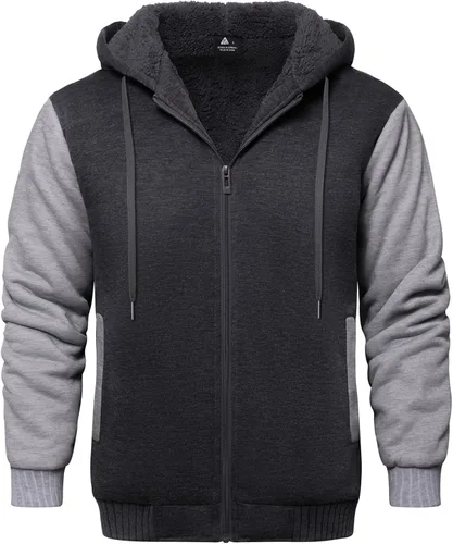 Miniatura 111 de GEEK LIGHTING Sudadera con capucha y cremallera para hombre, forro polar, chaqueta gruesa con capucha para invierno, cálida sudadera atlética