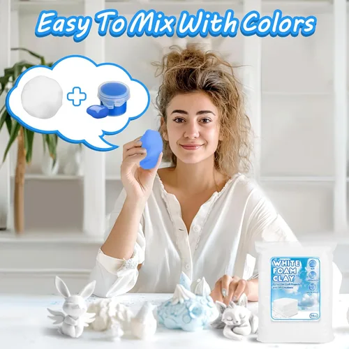 Miniatura 5 de RAINFLOW Arcilla de espuma blanca – Arcilla de espuma moldeable para cosplay, moldeado suave y esponjoso, perfecto para proyectos de arte