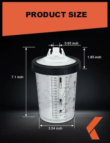 Miniatura 4 de KREFINISH Rociador de pintura desechable para mezclar vasos y sistema de tapa para pistola de pulverización HVLP, kit de pistola de pintura de coche