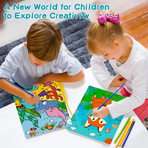 Miniatura 8 de Volmop Paquete de 3 pinturas por números para niños de 8 a 12 años, 10 x 8 pulgadas, lienzo enmarcado con 17 pinturas acrílicas y 6 pinceles Fox
