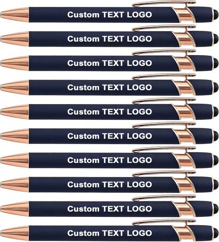 Miniatura 13 de Bolígrafos grabados personalizados a granel, personalizados con nombre/logotipo, tinta negra o azul, escritura suave para oficina, negocios, Negro