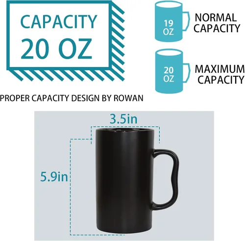 Miniatura 3 de Tazas de café de cerámica grandes de 20 onzas, tazas de cerveza altas con mango grande M, 20.3 fl oz de porcelana a granel a granel Latte Capuchino