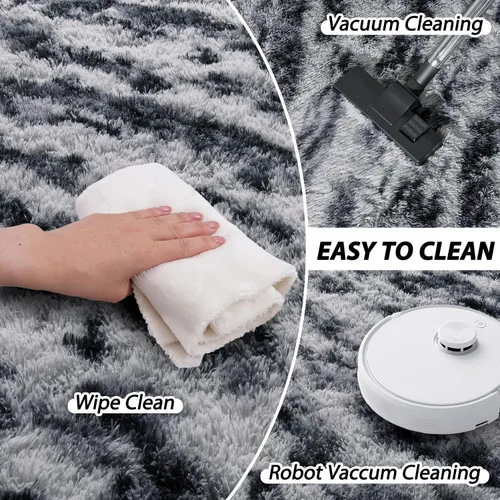 Miniatura 47 de Alfombras de área de 8x10 para sala de estar, alfombra shaggy grande ultra suave y esponjosa para dormitorio, alfombras de felpa mullida Blanco crema