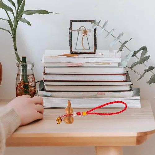 Miniatura 2 de FOMIYES Accesorios colgantes para espejo de coche, llavero chino de calabaza de madera de Feng Shui, llavero de calabaza Wu Hulu, llavero