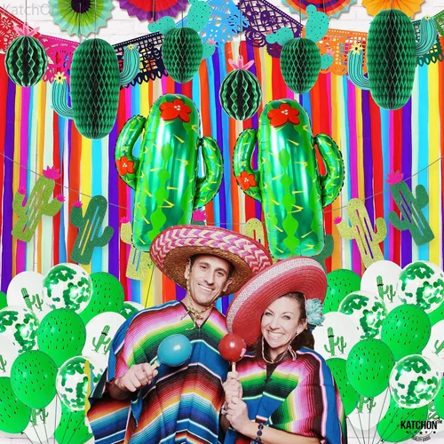 Miniatura 5 de KatchOn, Juego de decoraciones de fiesta de cactus, 30 unidades, globos de cactus, panal de abeja, pancarta de cactus Decoraciones de cumpleaños