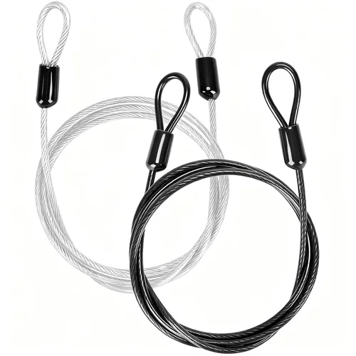 Paquete de 2 cables de seguridad para exteriores y viajes con bucles, alambre de seguridad trenzado de 3.3 pies x 1/8 pulgadas (1m x 3mm), cable de