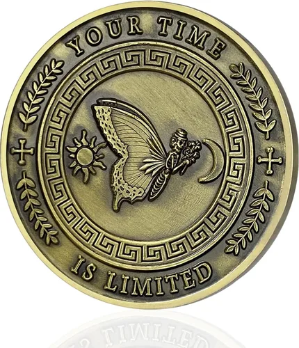 Miniatura 3 de Moneda Memento Mori Reloj de arena Cráneo Tiempo Mortalidad Moneda estoica Amor Fati Moneda Memento Vivere Carpe Cráneo Coleccionable Recuerdo