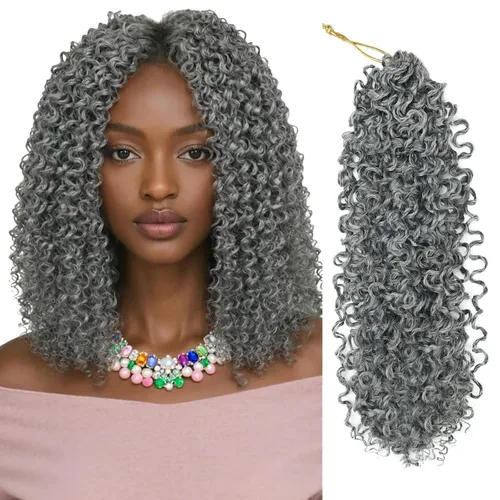 Miniatura 12 de BECUS Extensiones de cabello corto y rizado con trenzas de ganchillo para mujeres negras, paquete de 3 extensiones de cabello rizado de 10 pulgadas