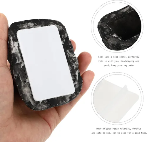 Miniatura 5 de Vaguelly Caja oculta de llaves de piedra falsa para exteriores, resina para ocultar una llave, almacenamiento seguro para casa, jardín, decorativo
