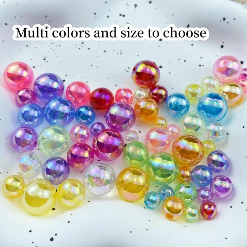 Miniatura 3 de 400 cuentas redondas acrílicas de 0.315 pulgadas de color AB, cuentas espaciadoras redondas con agujeros para aretes, pulseras, collares, llaveros