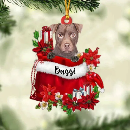 Miniatura 59 de Perro Akita Inu personalizado en bolsa de regalo, adorno de Navidad, nombre personalizado, regalo para amantes de los perros, familia, Navidad
