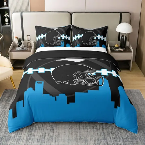 Miniatura 19 de Erosebridal Juego de funda de edredón de fútbol 100% algodón, para niños y niñas, funda de edredón, juegos de cama de rugby con 1 funda de almohada