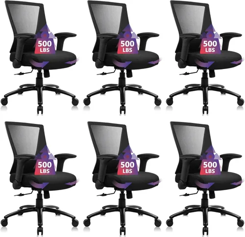 Miniatura 14 de CLATINA Silla de oficina grande y alta de 500 libras, sillas ergonómicas de malla resistente con soporte lumbar ajustable y asiento ancho y cómodo