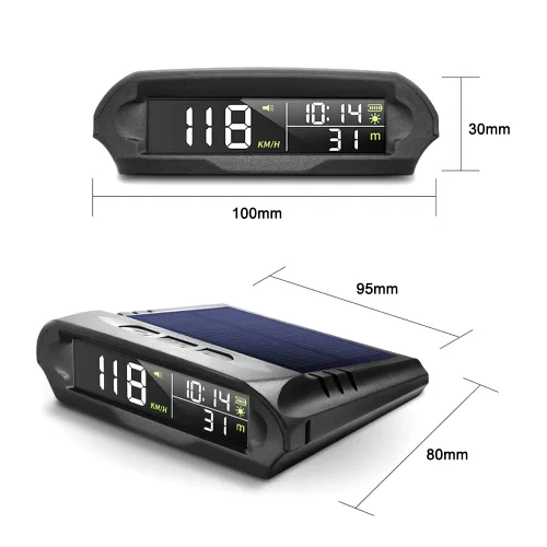 Miniatura 8 de Velocímetro solar digital para coche con pantalla LCD, visualización de cabeza arriba, alarma de exceso de velocidad, pantalla de KMH/MPH