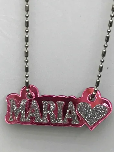 Miniatura 3 de MIRROR MANIA Collar con nombre personalizado con placa de nombre, aspecto de diamante, hecho a pedido, deslumbrante e impresionante, Acrílico