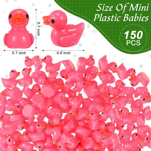 Miniatura 2 de Outus 150 piezas de mini patos de resina rosados pequeños patos en miniatura a granel pequeñas figuras de patitos de plástico para oficina, hogar