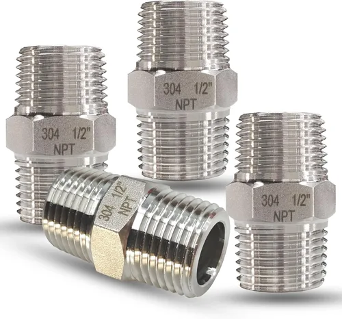 Miniatura 17 de 1" Tetina macho hexagonal, accesorios de tubería de acero inoxidable 304, adaptador de tubería roscada NPT de 1 pulgada, conectores de tetinas
