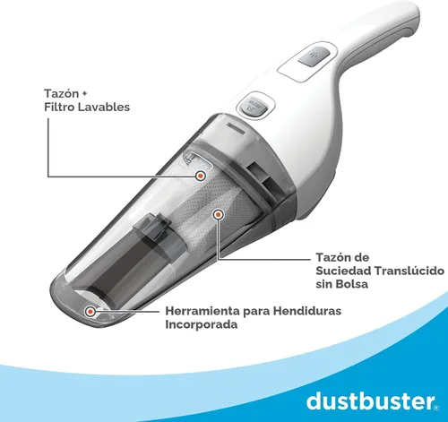 Miniatura 5 de BLACK+DECKER Aspiradora portátil de litio inalámbrica con base de montaje en pared y cargador, color blanco (HNV220BCZ10FF)