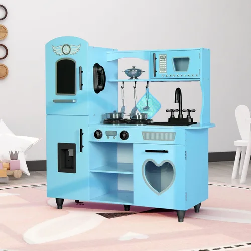 Miniatura 6 de TaoHFE Juego de Cocina de Juguete, Juego de Cocina Azul para Niños de 4 a 8 Años, Juego de Cocina para Niñas y Niños, Juego de Cocina de Madera