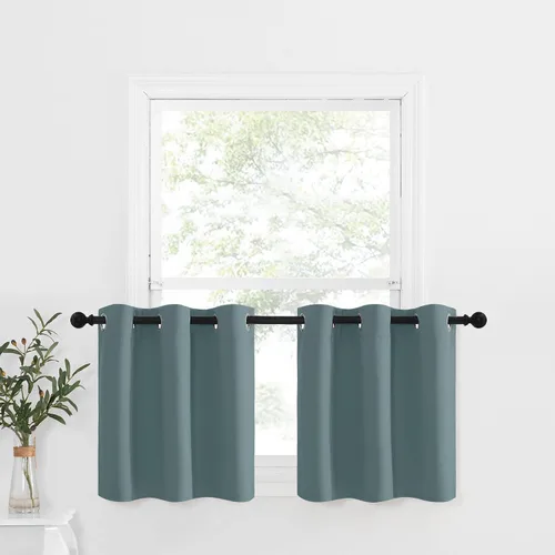 Miniatura 131 de NICETOWN Cortinas opacas de cocina para ventana sobre el fregadero, aislamiento térmico, decoración del hogar, pequeños niveles opacos con ojales