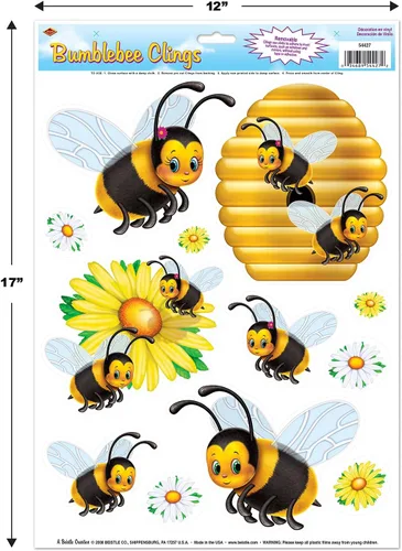 Miniatura 3 de Beistle 54427 Abrazaderas de abejorro, 12 x 17 pulgadas, negro/amarillo/blanco/naranja