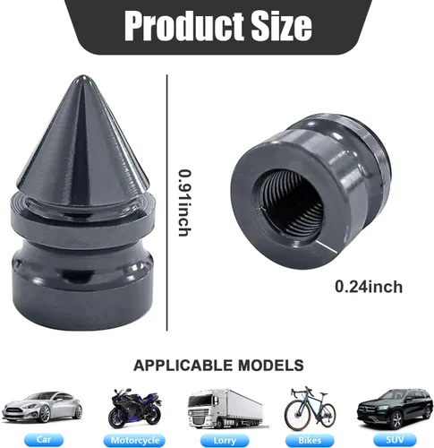 Miniatura 2 de Ziciner 4 piezas de tapas de válvula de neumático para automóvil, accesorios de aleación de aluminio con espigas para neumáticos, cubiertas
