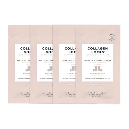 Miniatura 9 de VOESH Calcetines de colágeno, calcetines de colágeno para pies secos, paquete de 4, aceite de menta, reparación de talón agrietado, calcetines