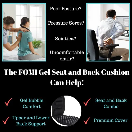 Miniatura 5 de FOMI Cojín de gel de alta calidad y soporte firme para la espalda, cojín de asiento y almohada torácica superior inferior y lumbar para automóvil