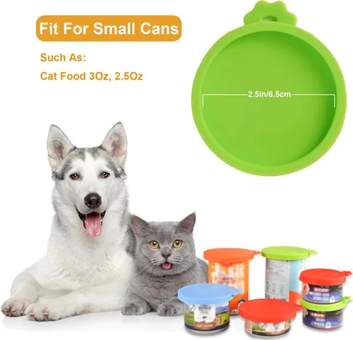 Miniatura 6 de Yobbai Tapas pequeñas para latas de comida para gatos de 3 onzas y 2.5 onzas, cubiertas de silicona de grado alimenticio, codificadas por colores 9