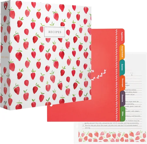 Miniatura 18 de Jot & Mark - Organizador de recetas con 3 anillos (Cosecha otoñal) 50 tarjetas de recetas de 4 x 6, separadores de página completa y protectores