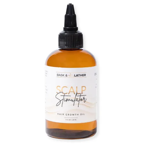 Bask & Lather Estimulador del Cuero Cabelludo Aceite para el Crecimiento del Cabello, Mezcla de Menta y Romero Prensada en Frío con Semilla de Uva