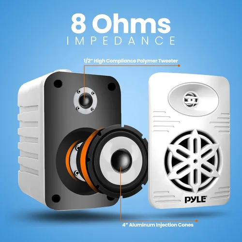 Miniatura 6 de Pyle USA - Par de altavoces para interiores y exteriores, sistema de altavoces de rango completo de 2 vías de 300 W, doble impermeable, 4 pulgadas